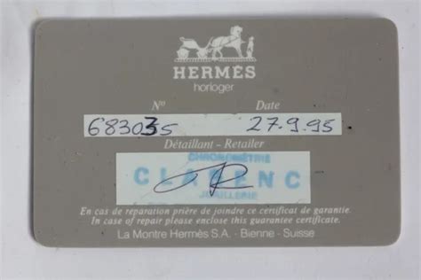 ebay garantie hermes|HERMES Carte Certificat d'origine et de garantie Montre (58327).